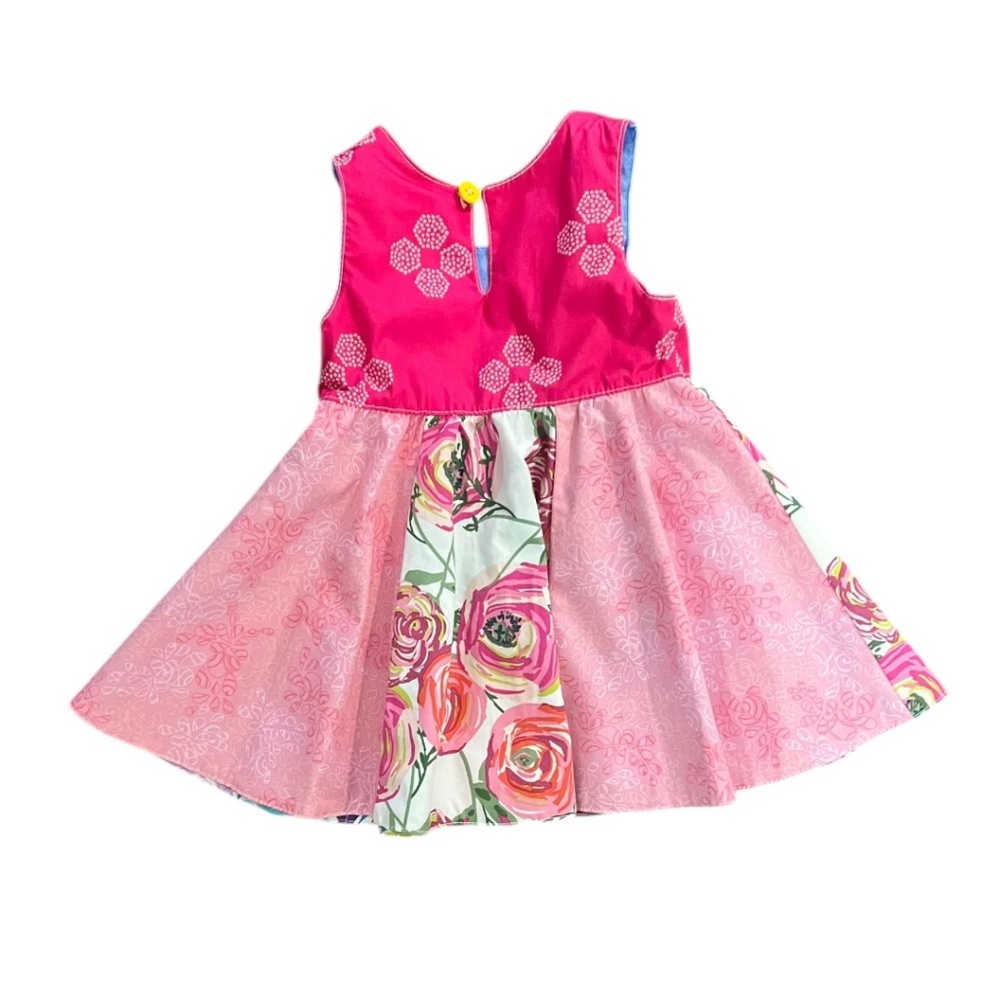 Boutique Handmade Reversible Baby Dress & Hat Set 12-18M Floral - Picture 3 of 9